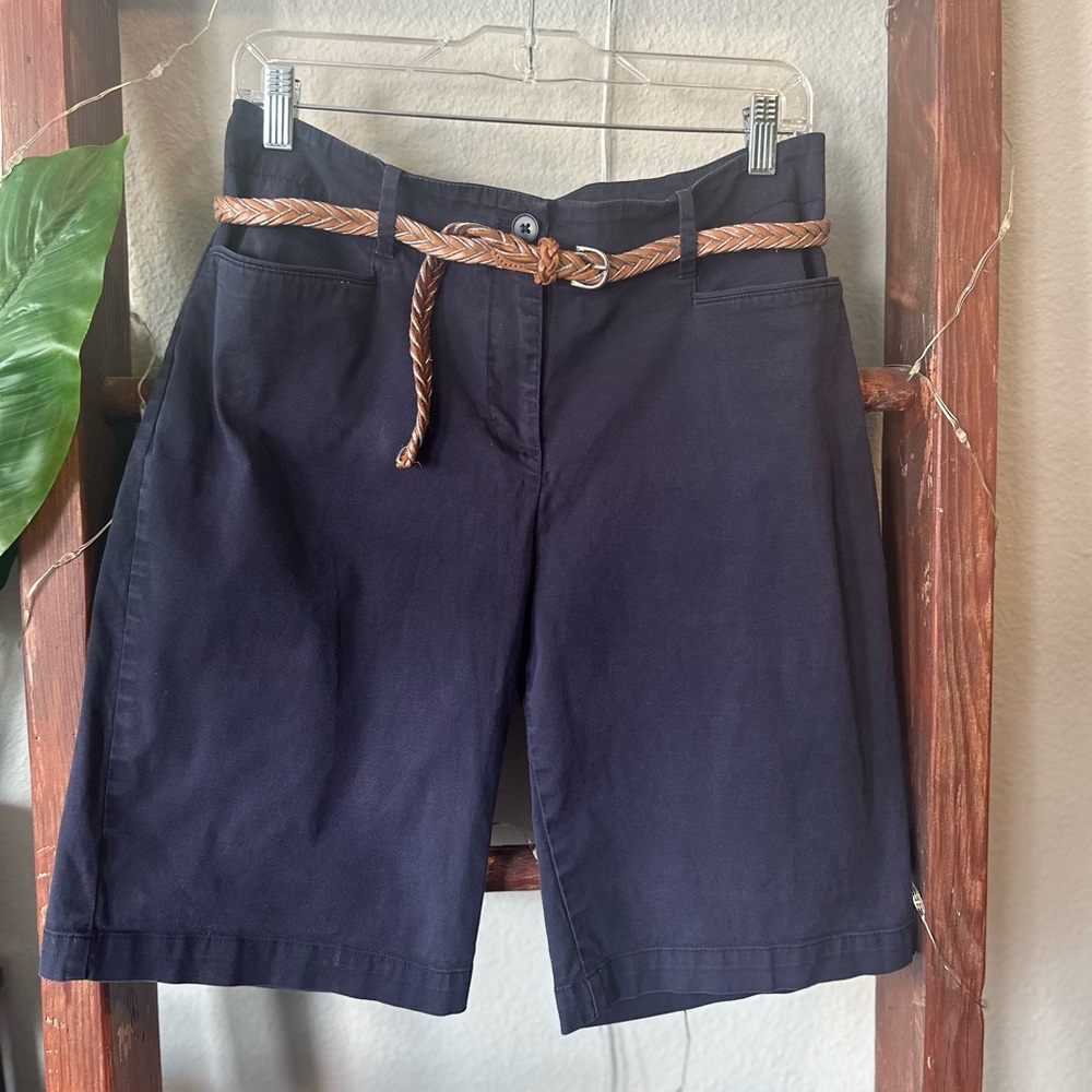 Talbots - Bermuda Chino Shorts with Classic Design - Navy Blue